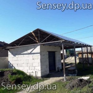 Двускатный навес с хозблоком